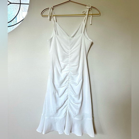 She + Sky White Ruffle Tie-Strap Mini Dress - Size M - Picture 2 of 10